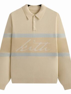 Kith Cream Stripe Polo Sweater - Men